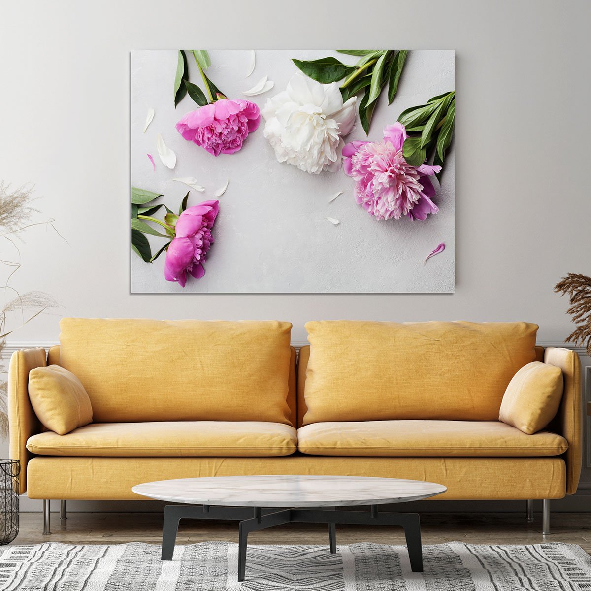 Beautiful pink and white peony flowers Canvas Print or Poster