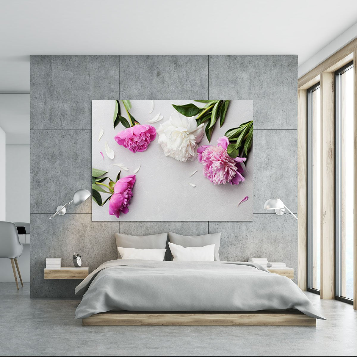 Beautiful pink and white peony flowers Canvas Print or Poster