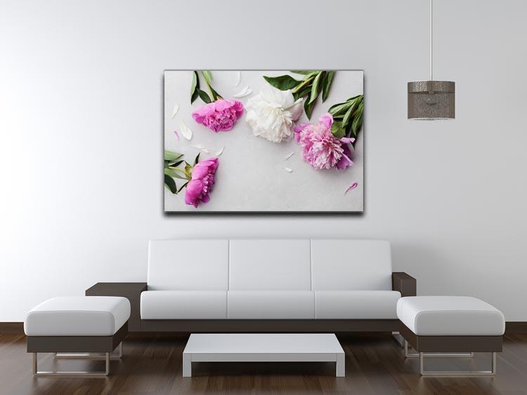 Beautiful pink and white peony flowers Canvas Print or Poster - Canvas Art Rocks - 4