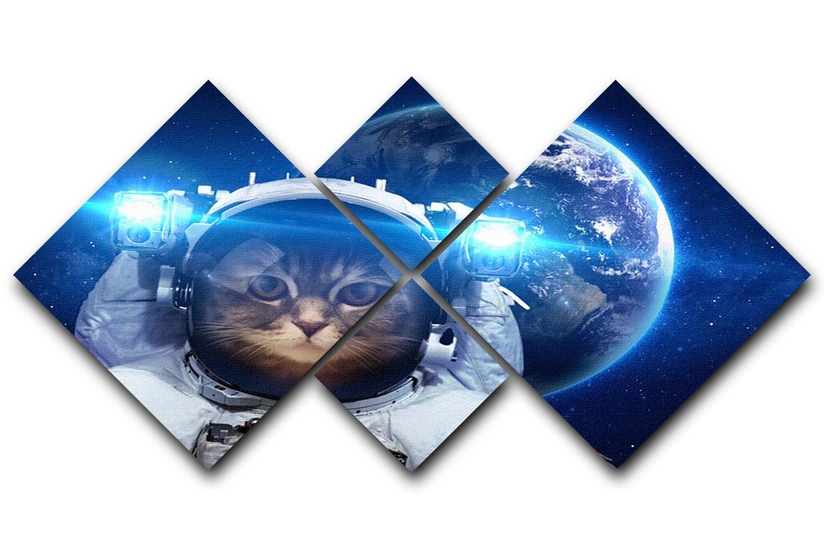 Beautiful tabby cat in outer space 4 Square Multi Panel Canvas - Canvas Art Rocks - 1