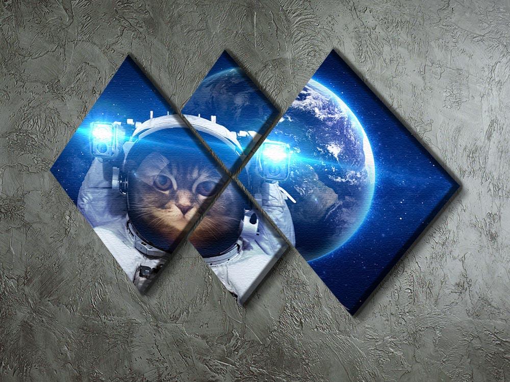 Beautiful tabby cat in outer space 4 Square Multi Panel Canvas - Canvas Art Rocks - 2