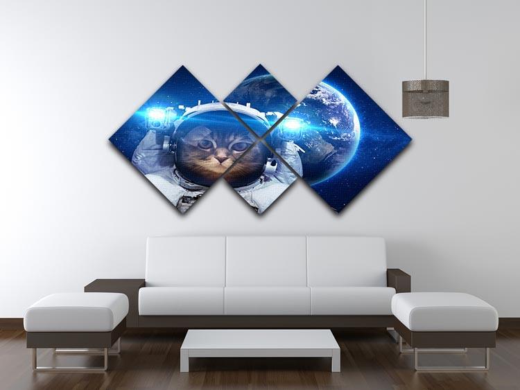 Beautiful tabby cat in outer space 4 Square Multi Panel Canvas - Canvas Art Rocks - 3
