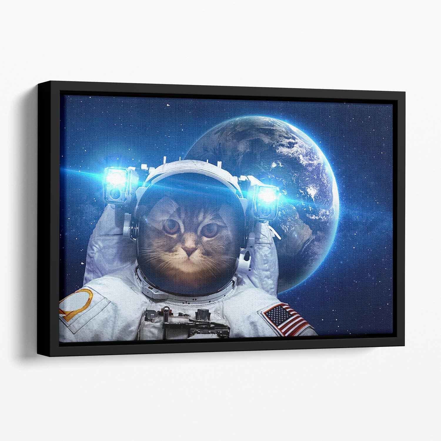 Beautiful tabby cat in outer space Floating Framed Canvas - Canvas Art Rocks - 1