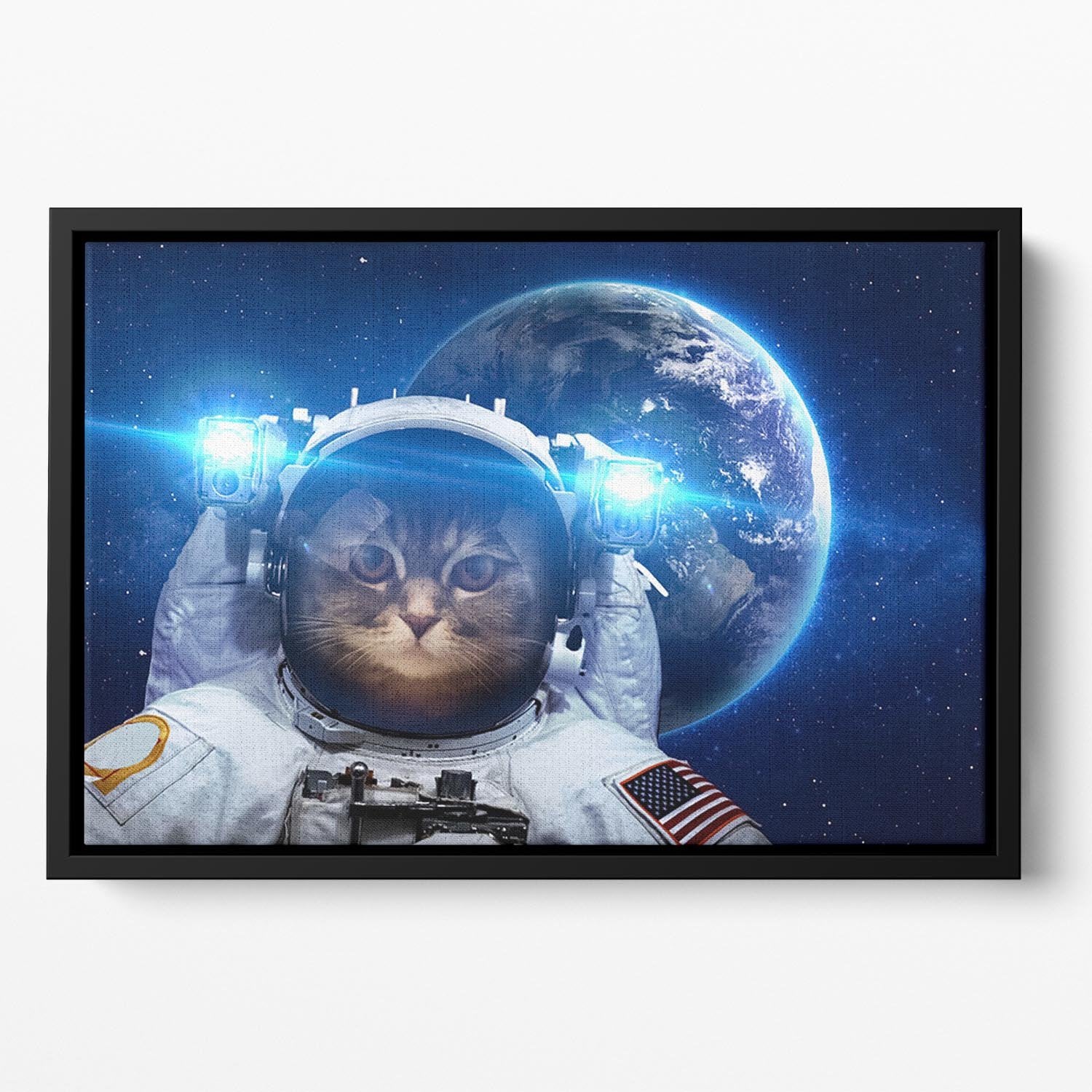 Beautiful tabby cat in outer space Floating Framed Canvas - Canvas Art Rocks - 2