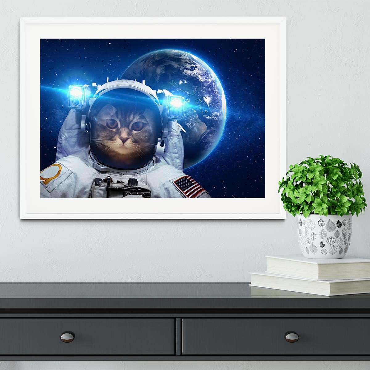 Beautiful tabby cat in outer space Framed Print - Canvas Art Rocks - 5