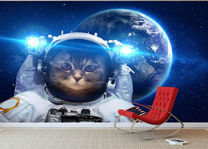 Beautiful tabby cat in outer space Wall Mural Wallpaper - Canvas Art Rocks - 2