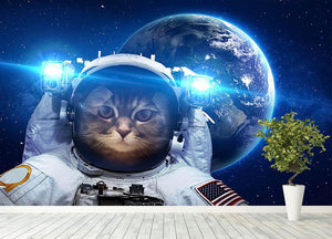 Beautiful tabby cat in outer space Wall Mural Wallpaper - Canvas Art Rocks - 4