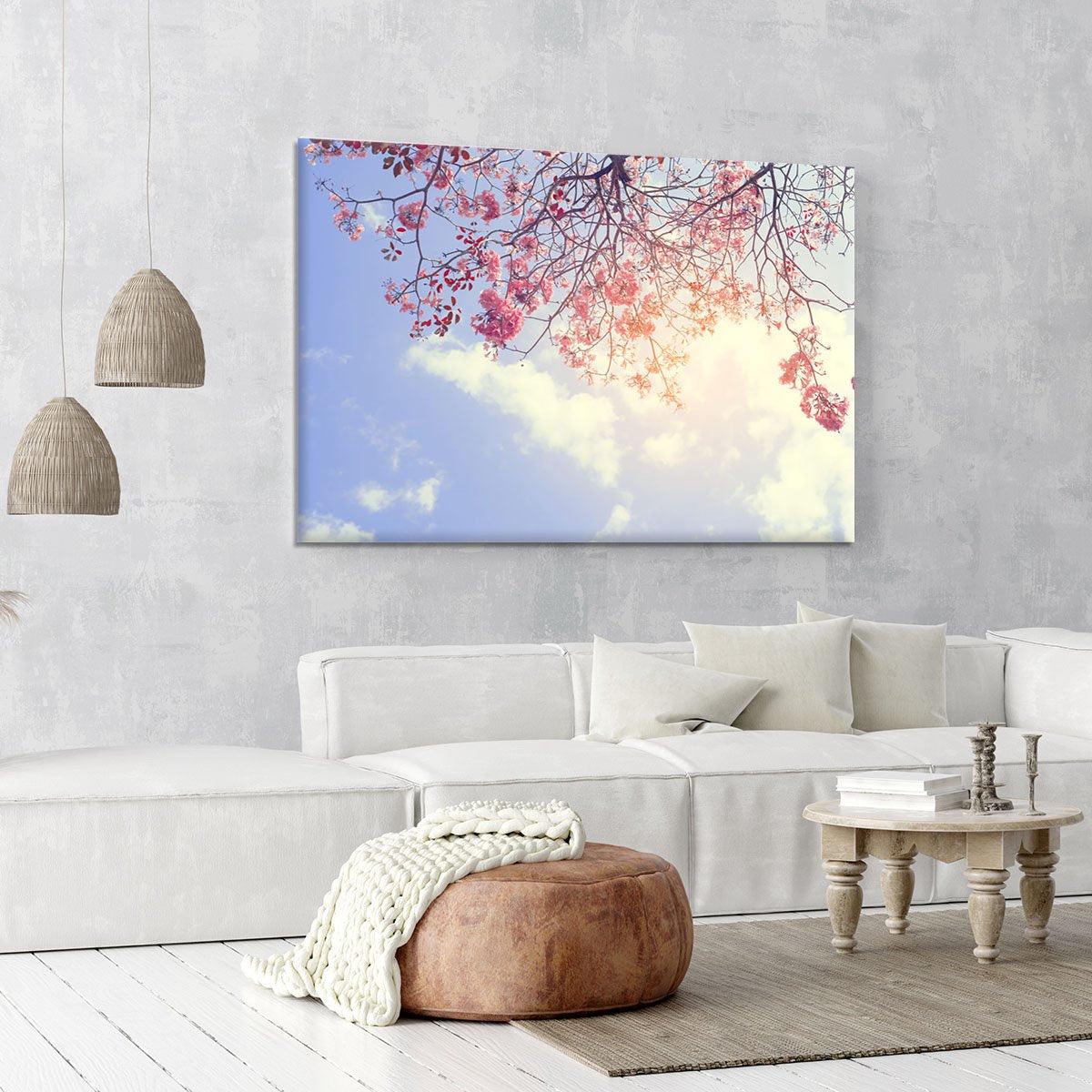 Beautiful tree pink flower in spring Canvas Print or Poster