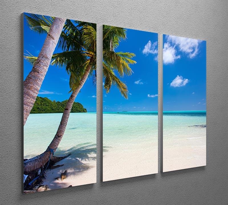 Beautiful tropical beach with palm trees 3 Split Panel Canvas Print - Canvas Art Rocks - 2