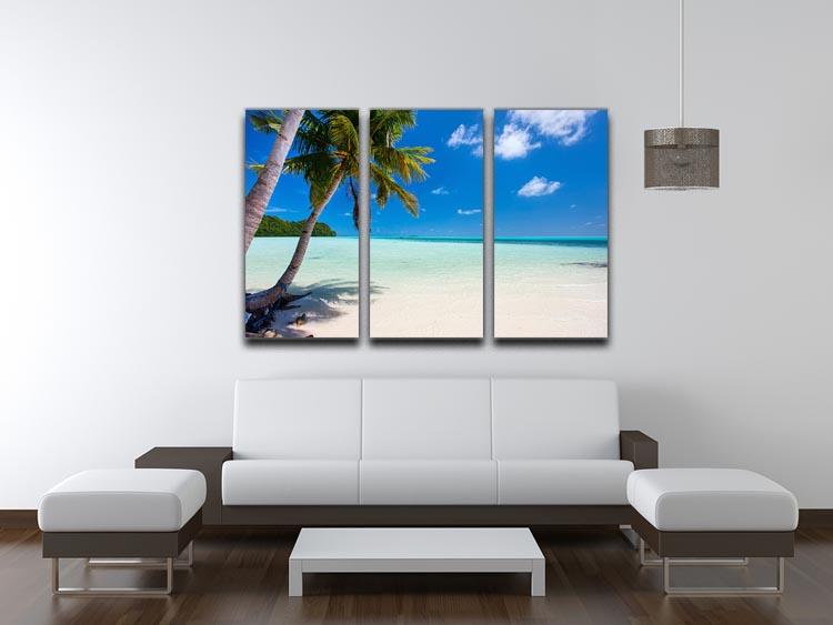 Beautiful tropical beach with palm trees 3 Split Panel Canvas Print - Canvas Art Rocks - 3