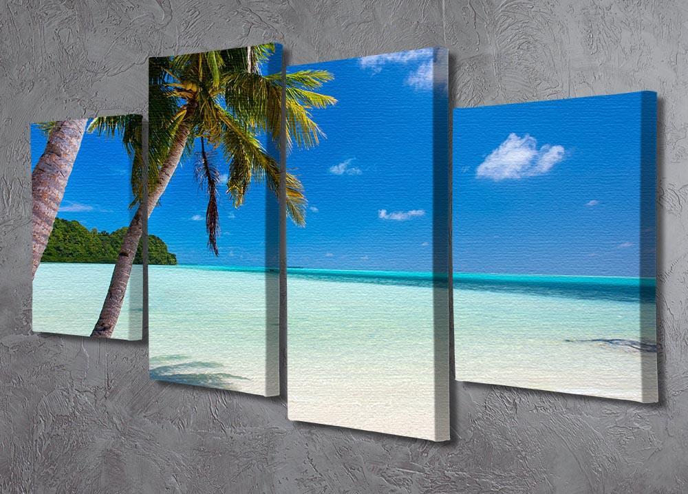 Beautiful tropical beach with palm trees 4 Split Panel Canvas - Canvas Art Rocks - 2