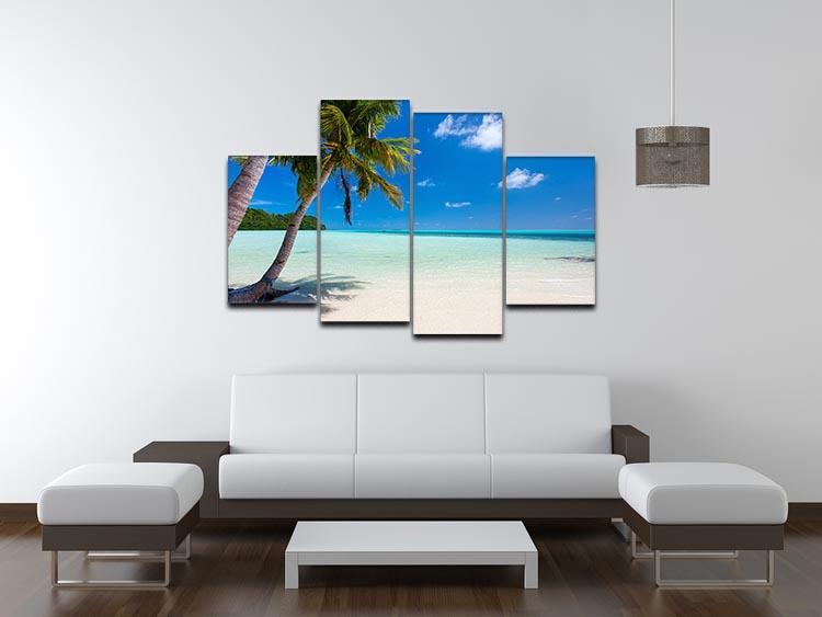 Beautiful tropical beach with palm trees 4 Split Panel Canvas - Canvas Art Rocks - 3