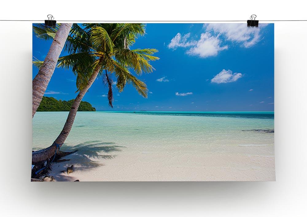 Beautiful tropical beach with palm trees Canvas Print or Poster - Canvas Art Rocks - 2