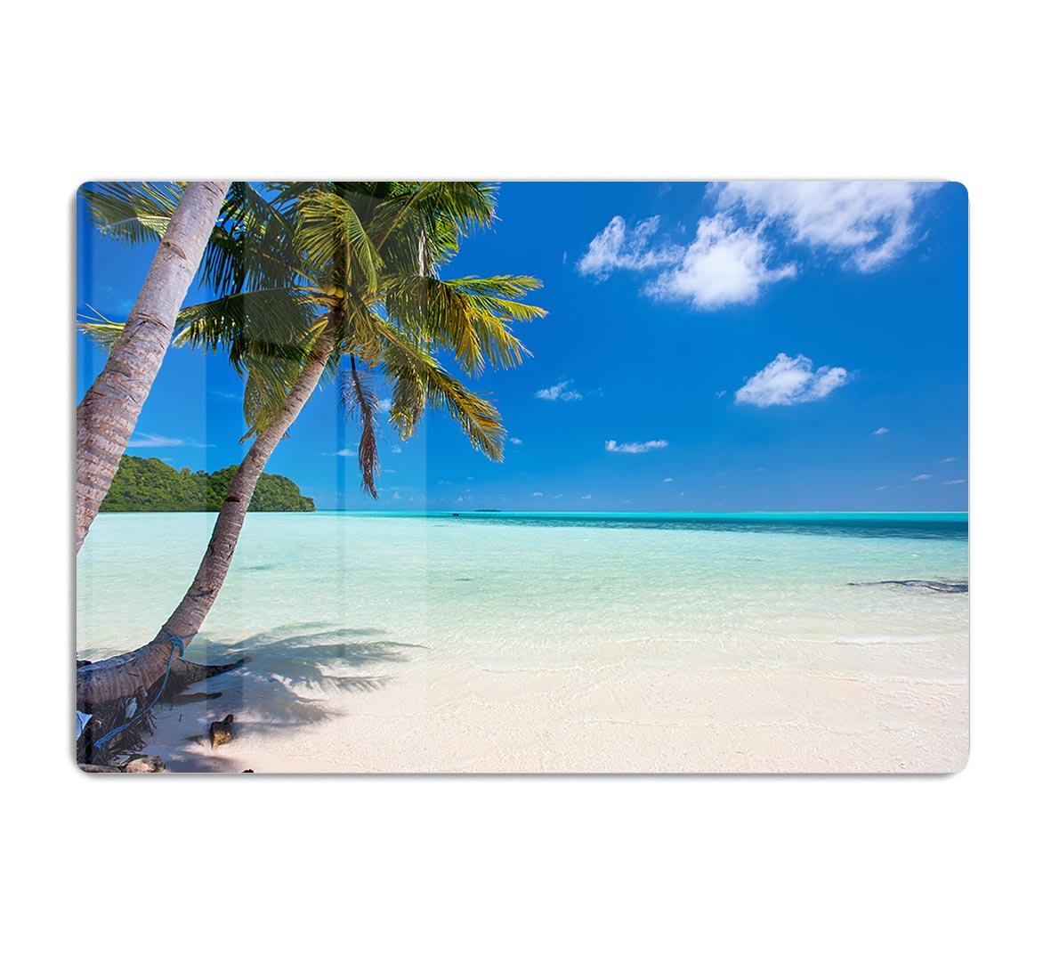 Beautiful tropical beach with palm trees HD Metal Print - Canvas Art Rocks - 1