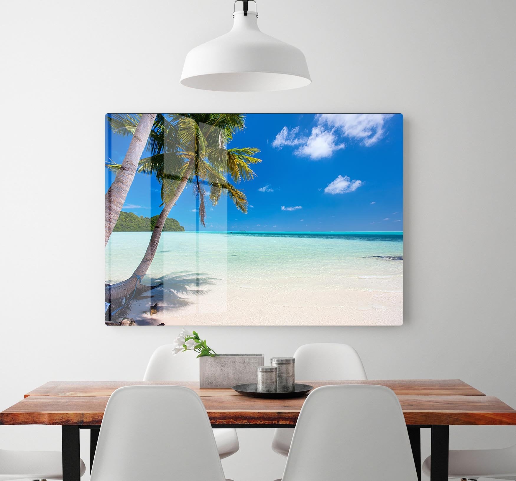 Beautiful tropical beach with palm trees HD Metal Print - Canvas Art Rocks - 2