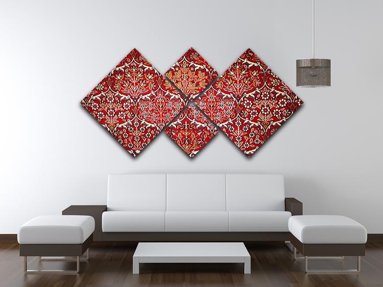 Beautiful turkish carpet 4 Square Multi Panel Canvas  - Canvas Art Rocks - 3