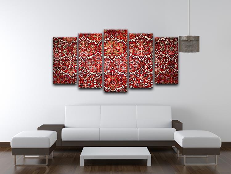 Beautiful turkish carpet 5 Split Panel Canvas  - Canvas Art Rocks - 3