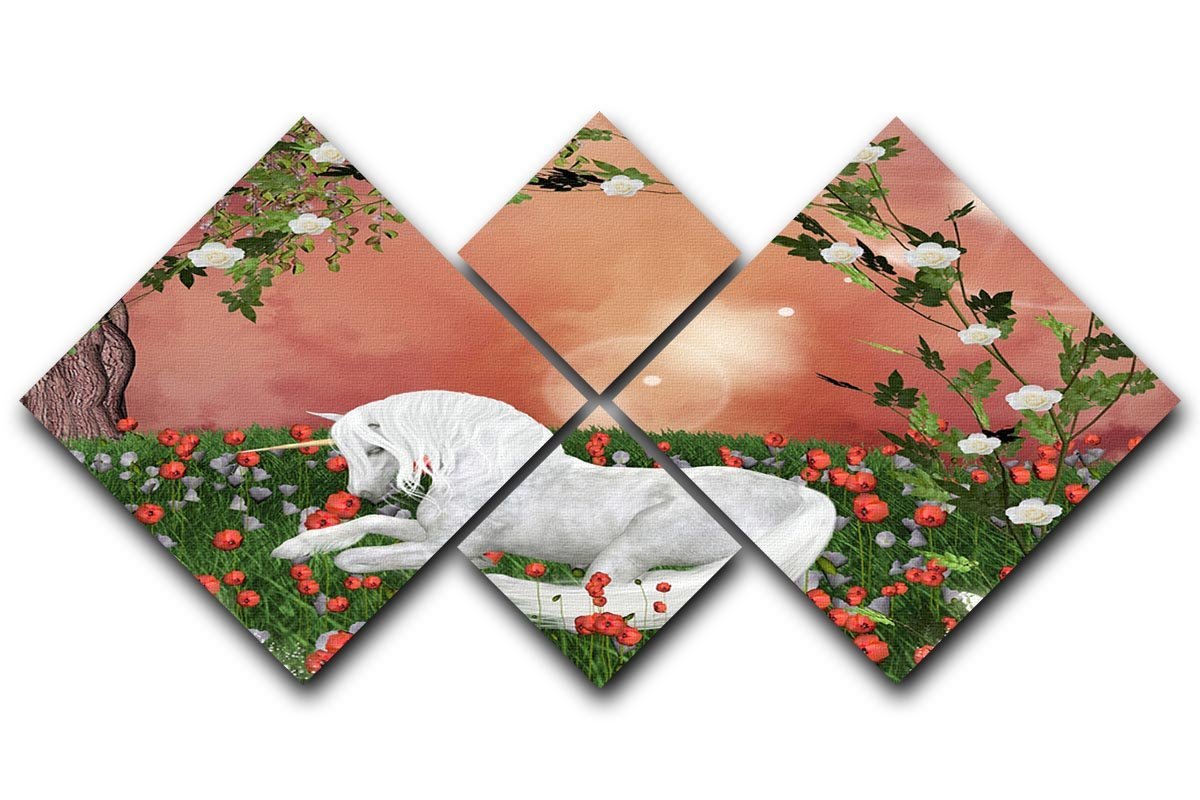 Beautiful unicorn 4 Square Multi Panel Canvas  - Canvas Art Rocks - 1