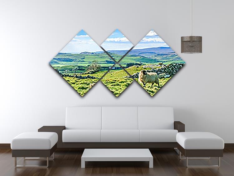 Beautiful yorkshire dales landscape 4 Square Multi Panel Canvas - Canvas Art Rocks - 3