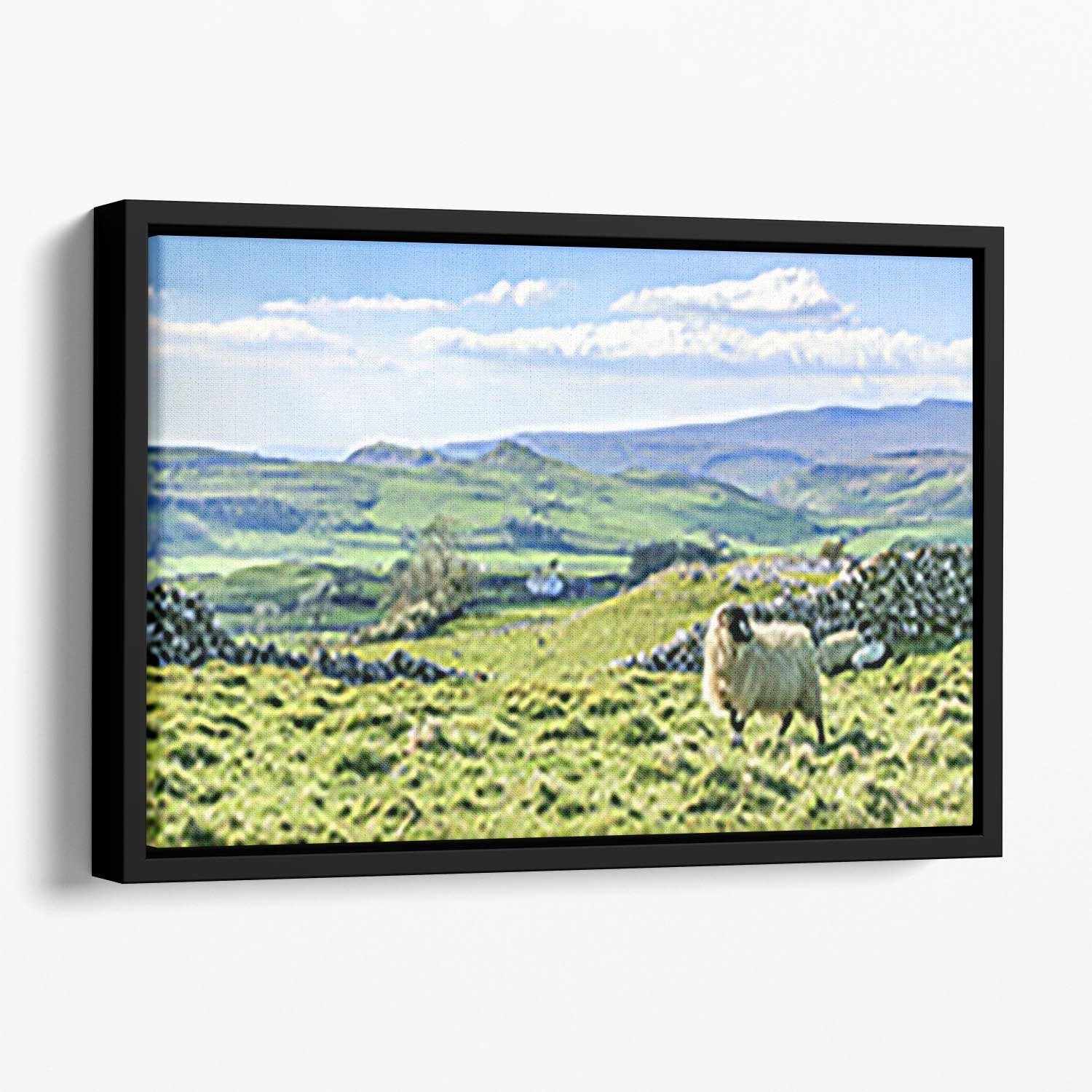 Beautiful yorkshire dales landscape Floating Framed Canvas - Canvas Art Rocks - 1