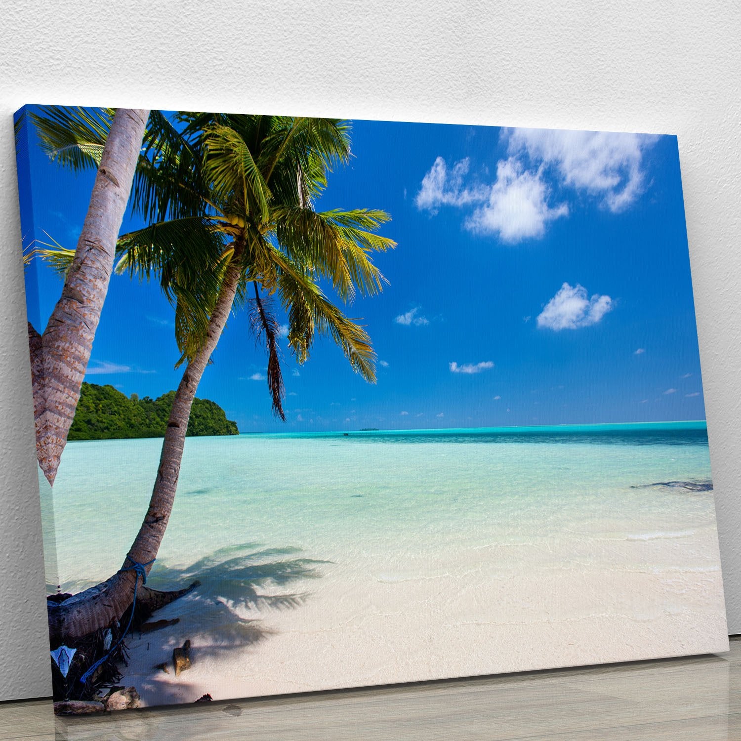 Beautiful tropical beach with palm trees Canvas Print or Poster