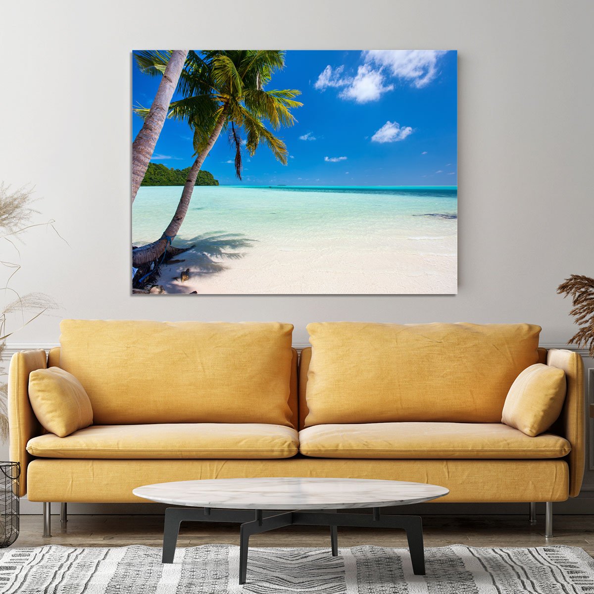 Beautiful tropical beach with palm trees Canvas Print or Poster