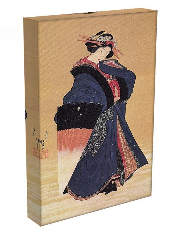 Beauty with umbrella in the snow by Hokusai Canvas Print or Poster - Canvas Art Rocks - 3