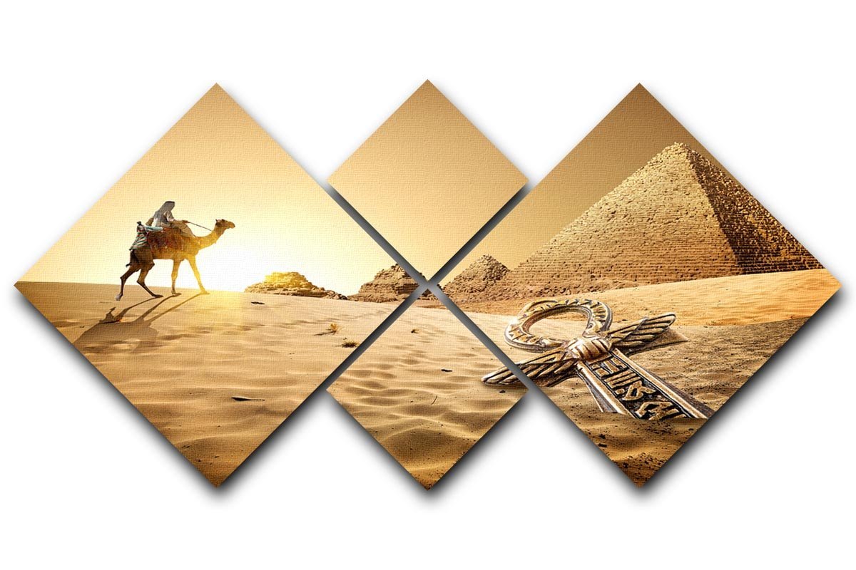 Bedouin on camel 4 Square Multi Panel Canvas  - Canvas Art Rocks - 1