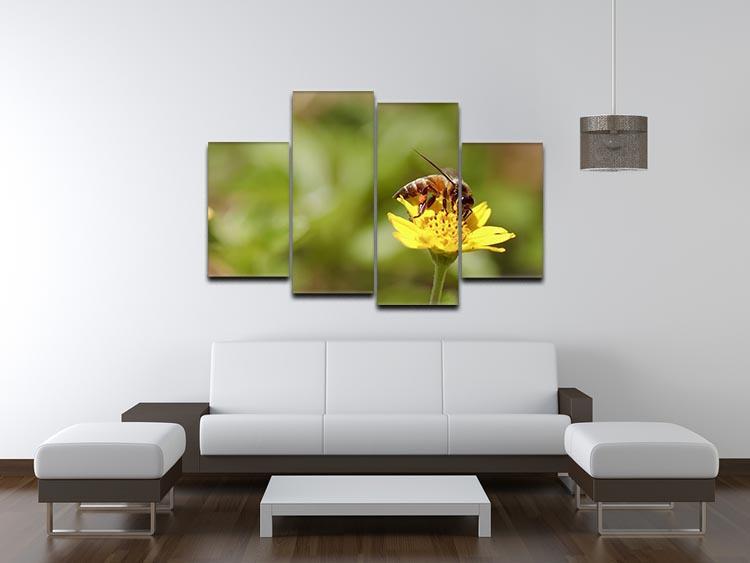 Bee and small sunflower 4 Split Panel Canvas  - Canvas Art Rocks - 3