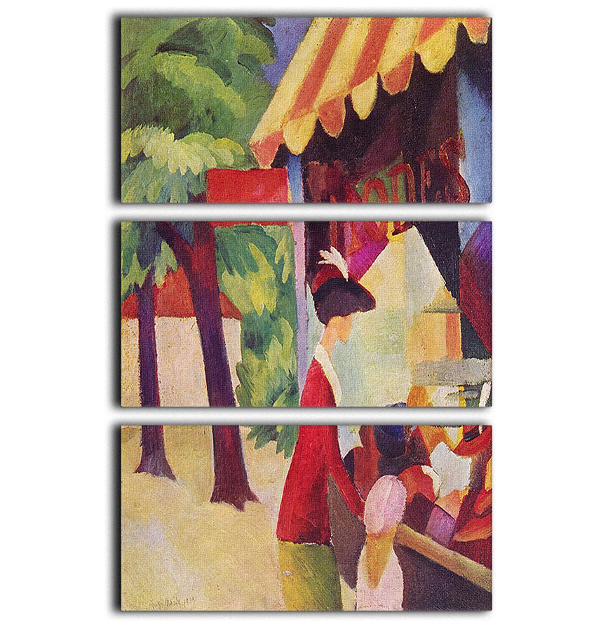 Before Hutladen woman with a red jacket and child by Macke 3 Split Panel Canvas Print - Canvas Art Rocks - 1