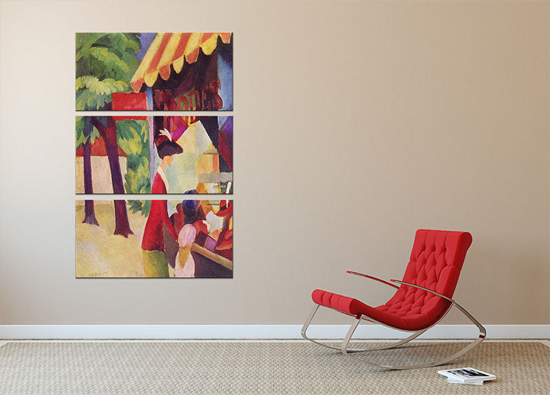 Before Hutladen woman with a red jacket and child by Macke 3 Split Panel Canvas Print - Canvas Art Rocks - 2