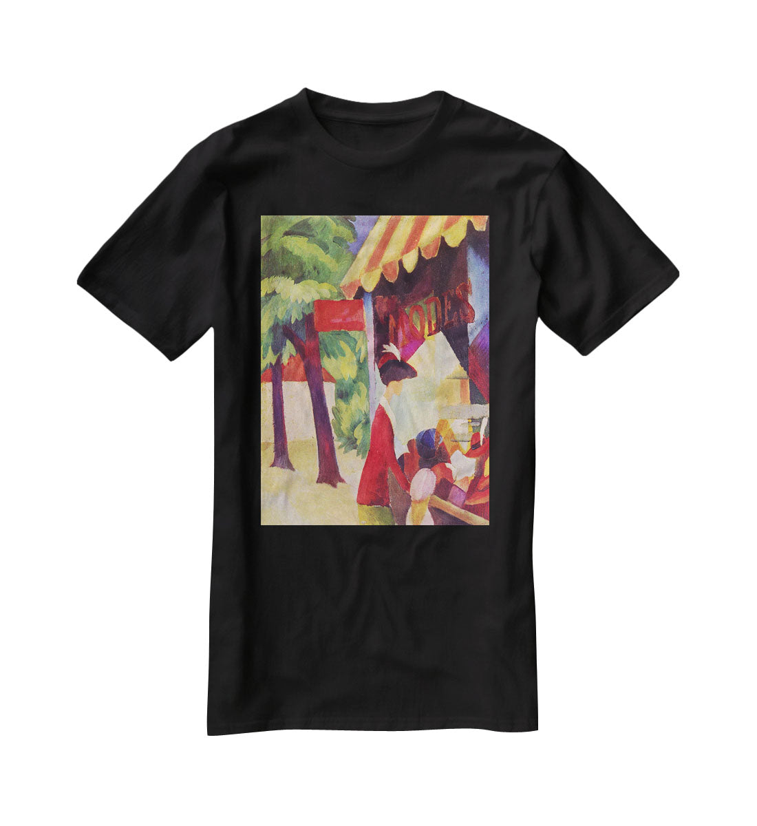 Before Hutladen woman with a red jacket and child by Macke T-Shirt - Canvas Art Rocks - 1