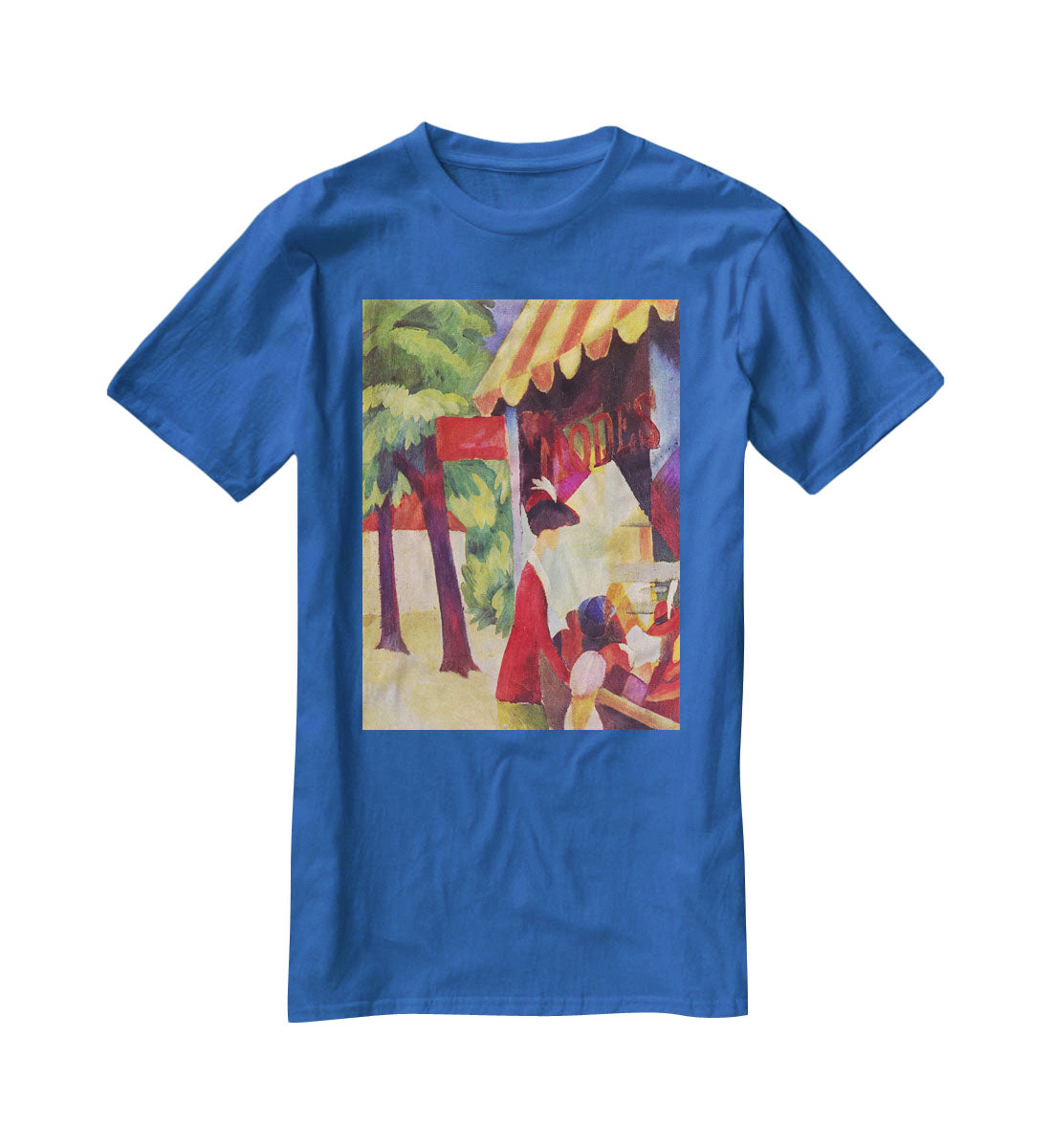 Before Hutladen woman with a red jacket and child by Macke T-Shirt - Canvas Art Rocks - 2