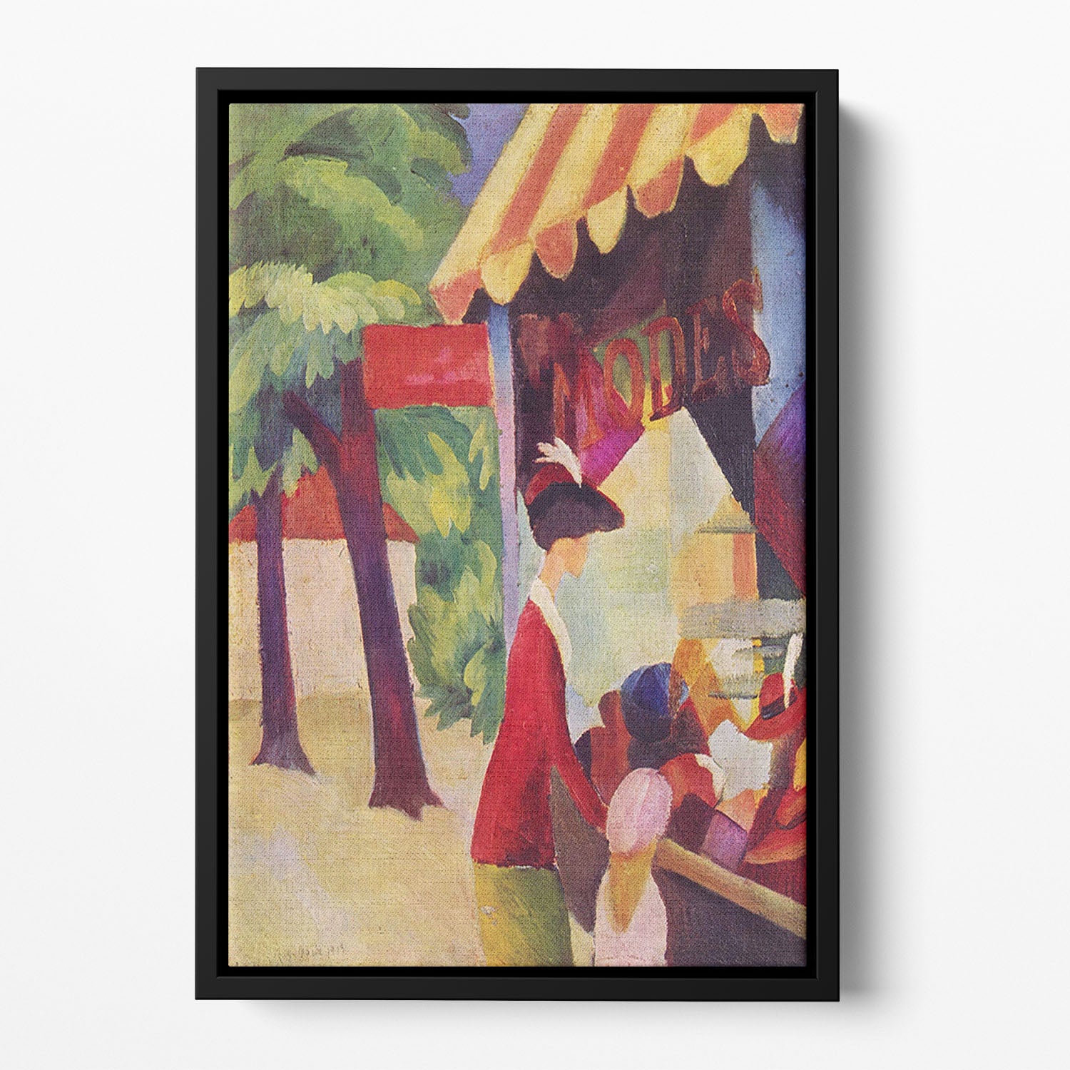 Before Hutladen woman with a red jacket and child by Macke Floating Framed Canvas - Canvas Art Rocks - 2