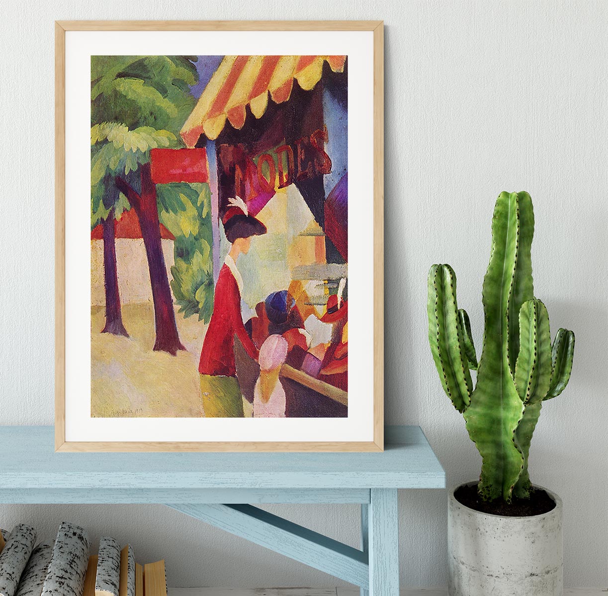 Before Hutladen woman with a red jacket and child by Macke Framed Print - Canvas Art Rocks - 3