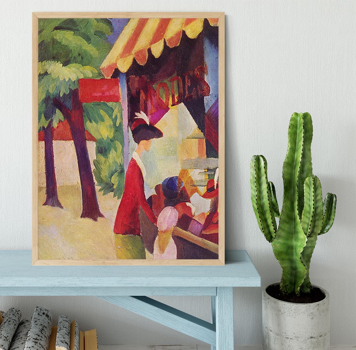 Before Hutladen woman with a red jacket and child by Macke Framed Print - Canvas Art Rocks - 4