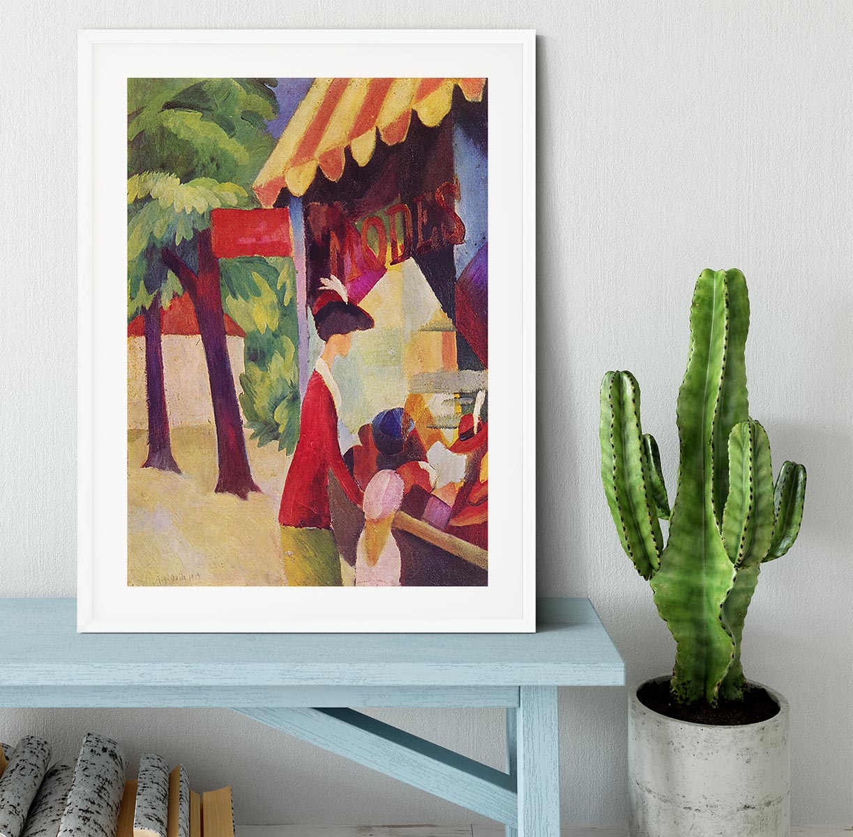 Before Hutladen woman with a red jacket and child by Macke Framed Print - Canvas Art Rocks - 5