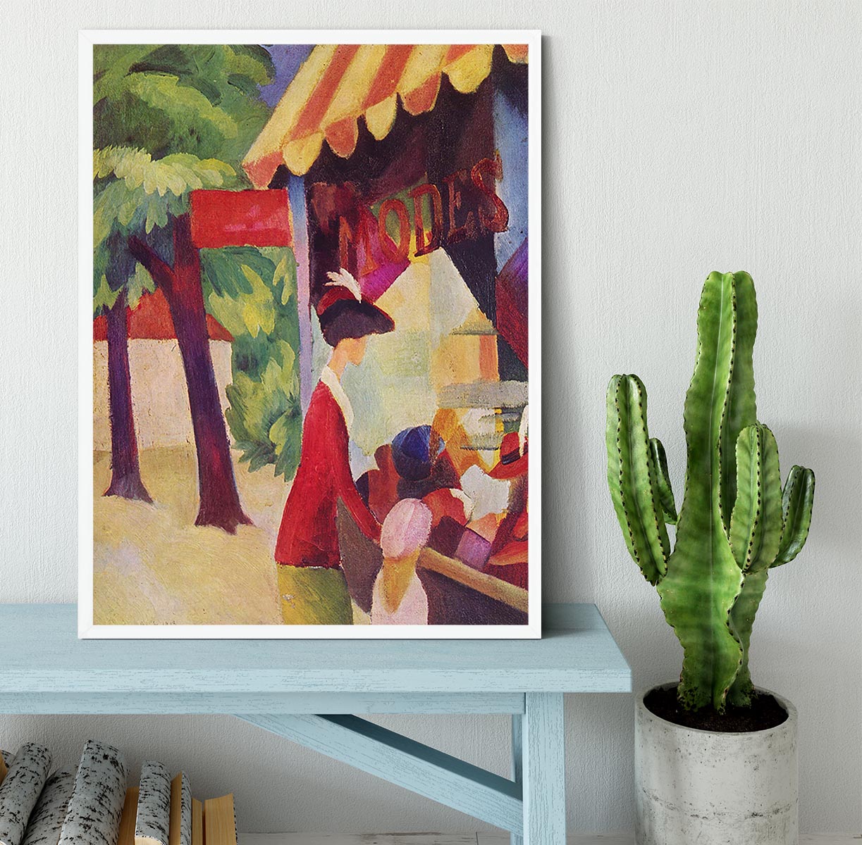 Before Hutladen woman with a red jacket and child by Macke Framed Print - Canvas Art Rocks -6