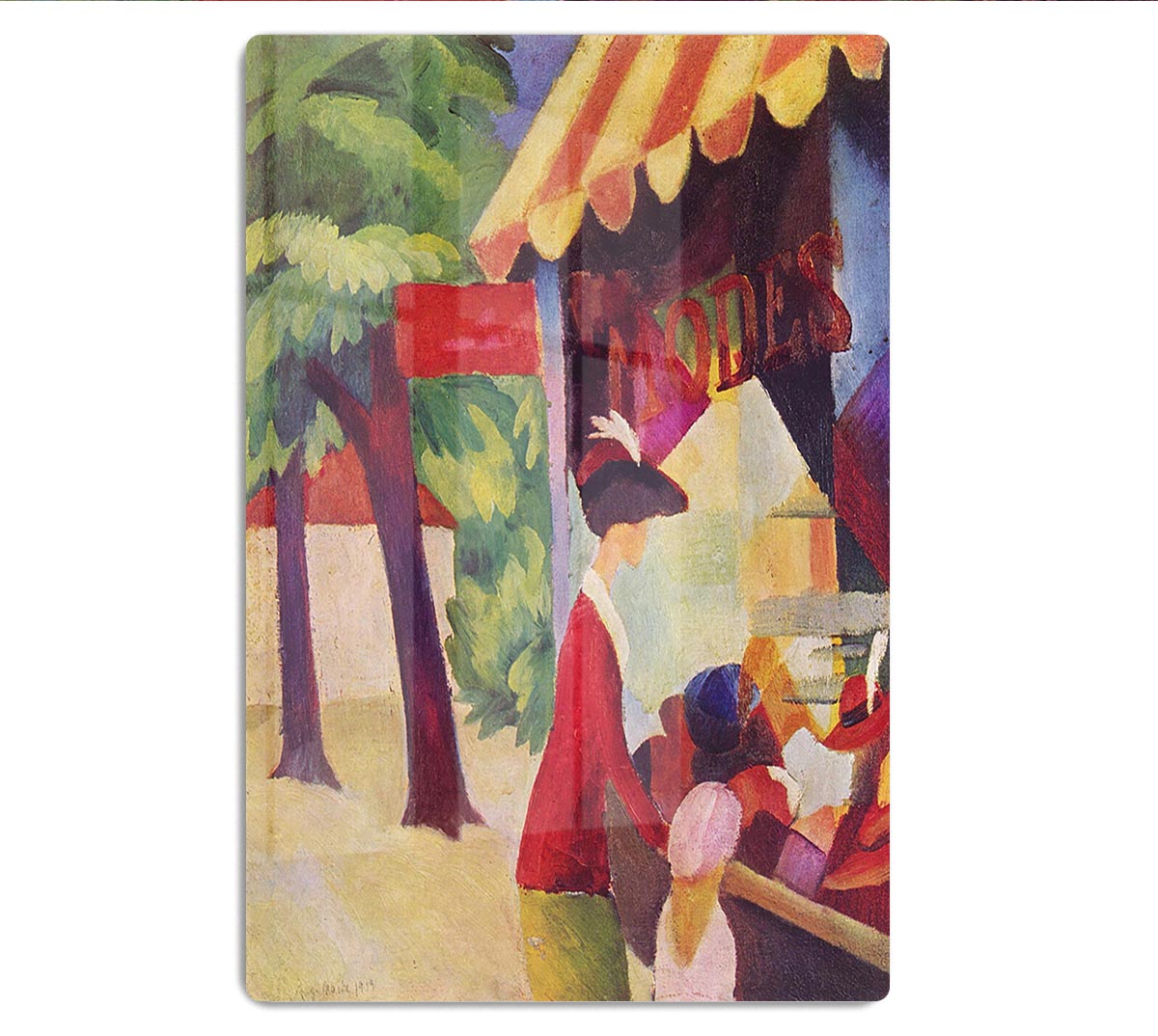 Before Hutladen woman with a red jacket and child by Macke Acrylic Block - Canvas Art Rocks - 1