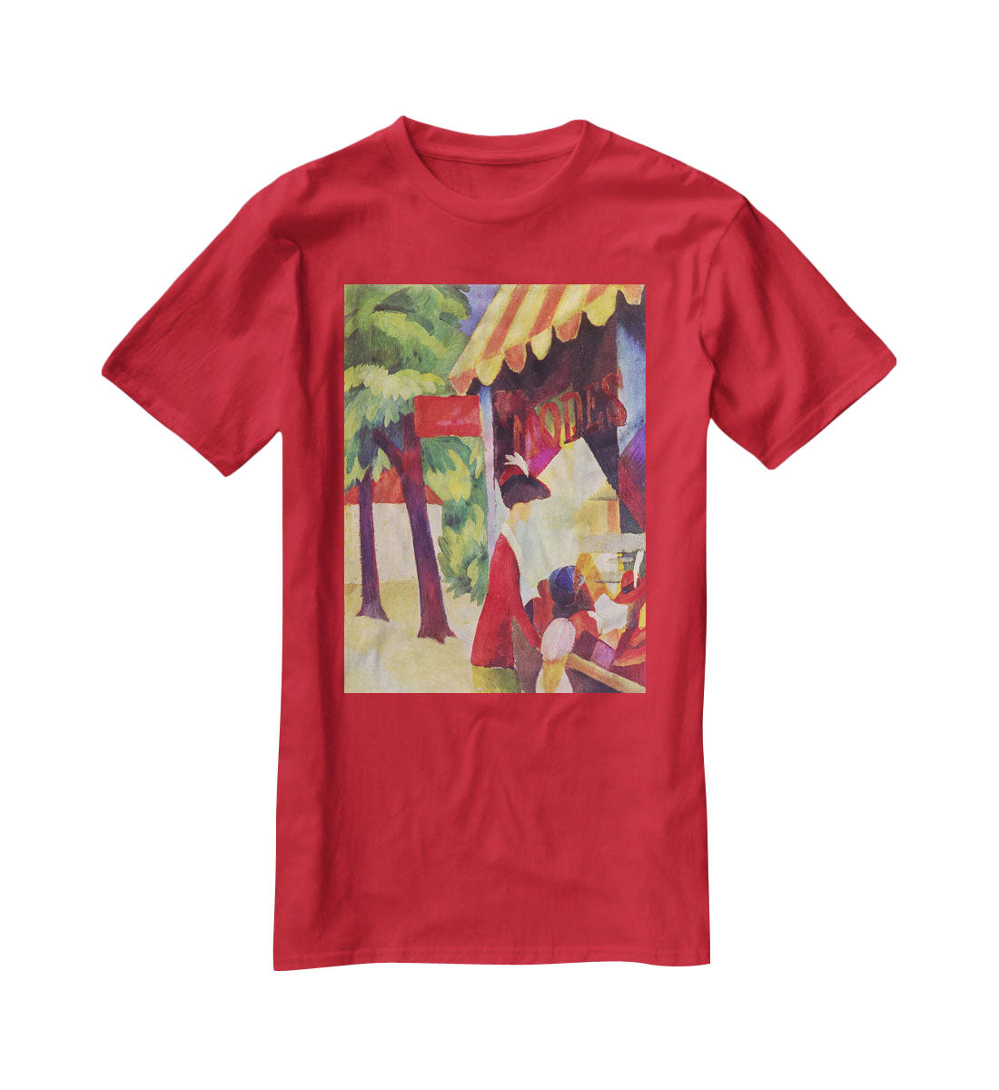 Before Hutladen woman with a red jacket and child by Macke T-Shirt - Canvas Art Rocks - 4