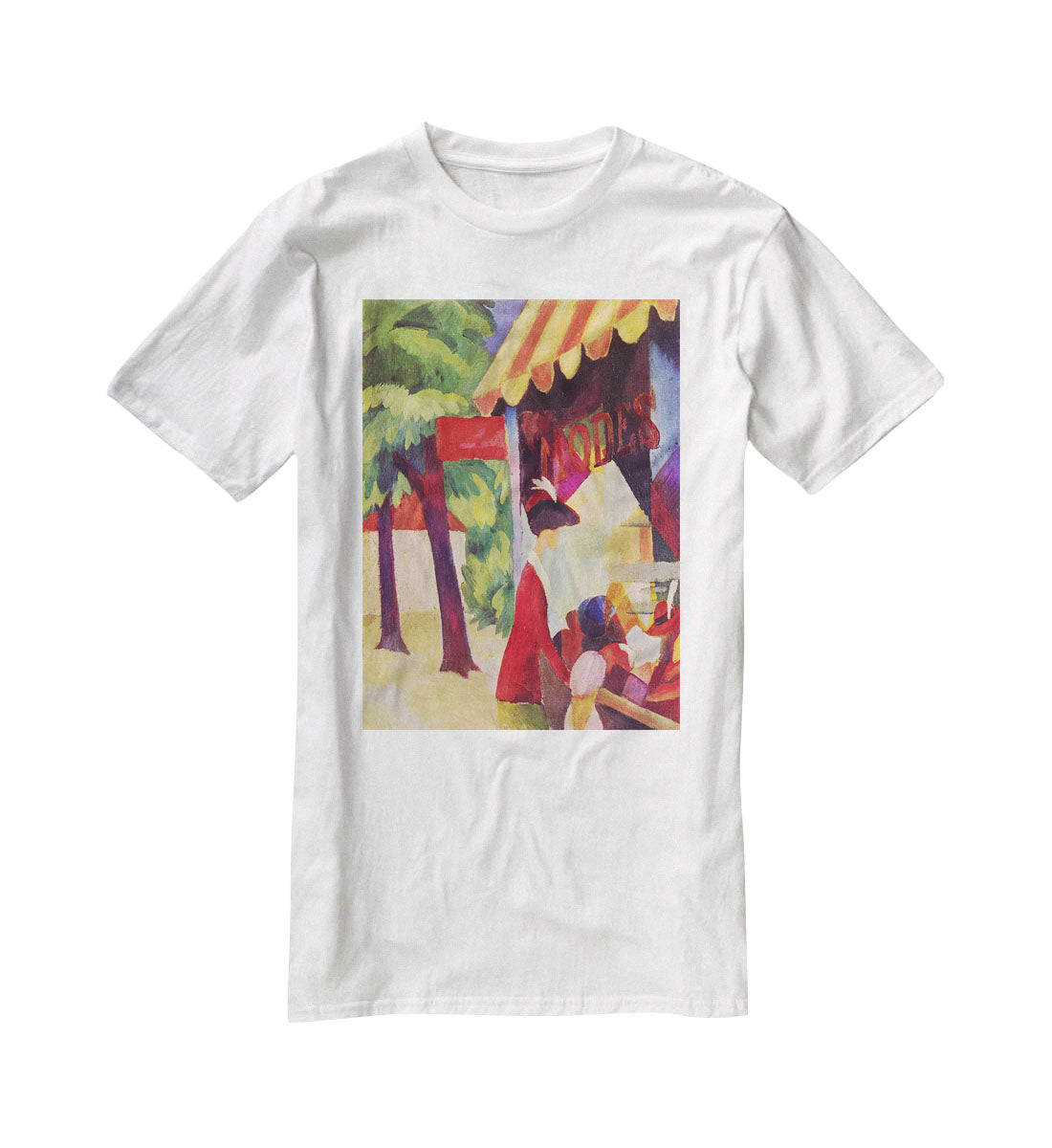 Before Hutladen woman with a red jacket and child by Macke T-Shirt - Canvas Art Rocks - 5