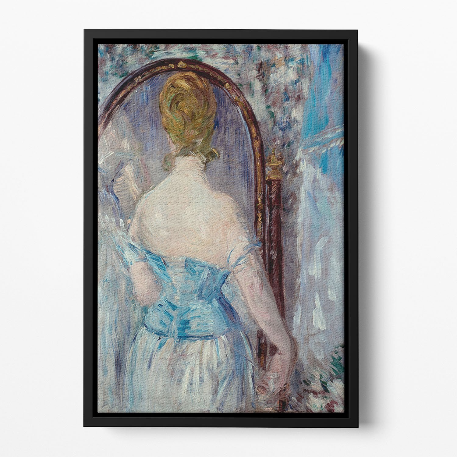 Before the Mirror by Manet Floating Framed Canvas