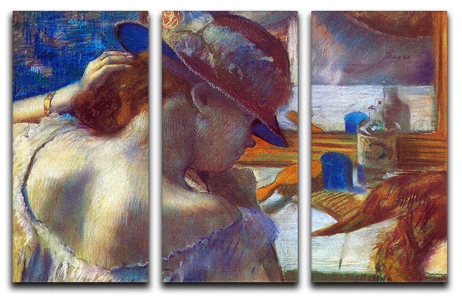 Before the mirror by Degas 3 Split Panel Canvas Print - Canvas Art Rocks - 1