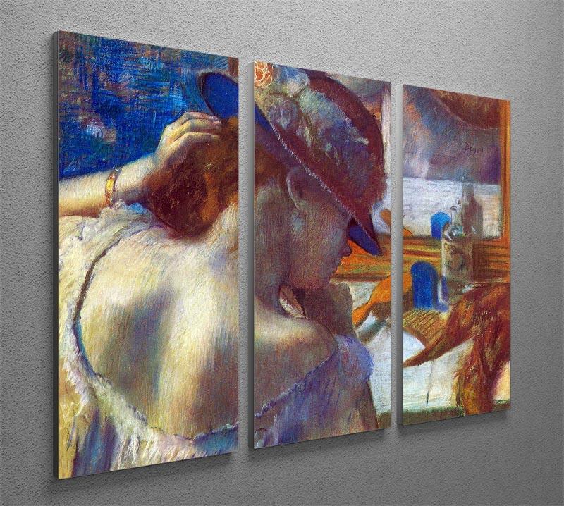 Before the mirror by Degas 3 Split Panel Canvas Print - Canvas Art Rocks - 2