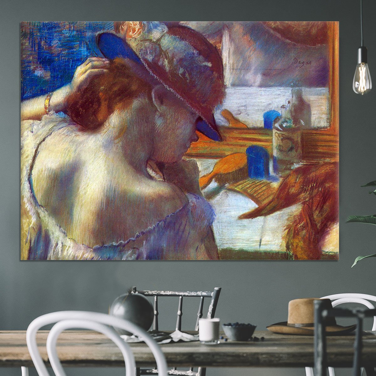 Before the mirror by Degas Canvas Print or Poster