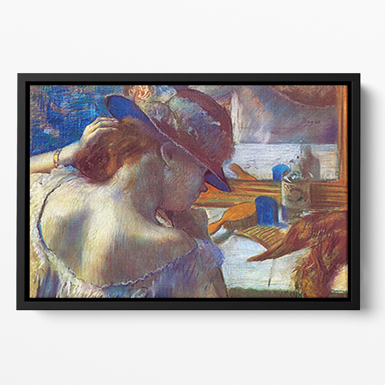 Before the mirror by Degas Floating Framed Canvas