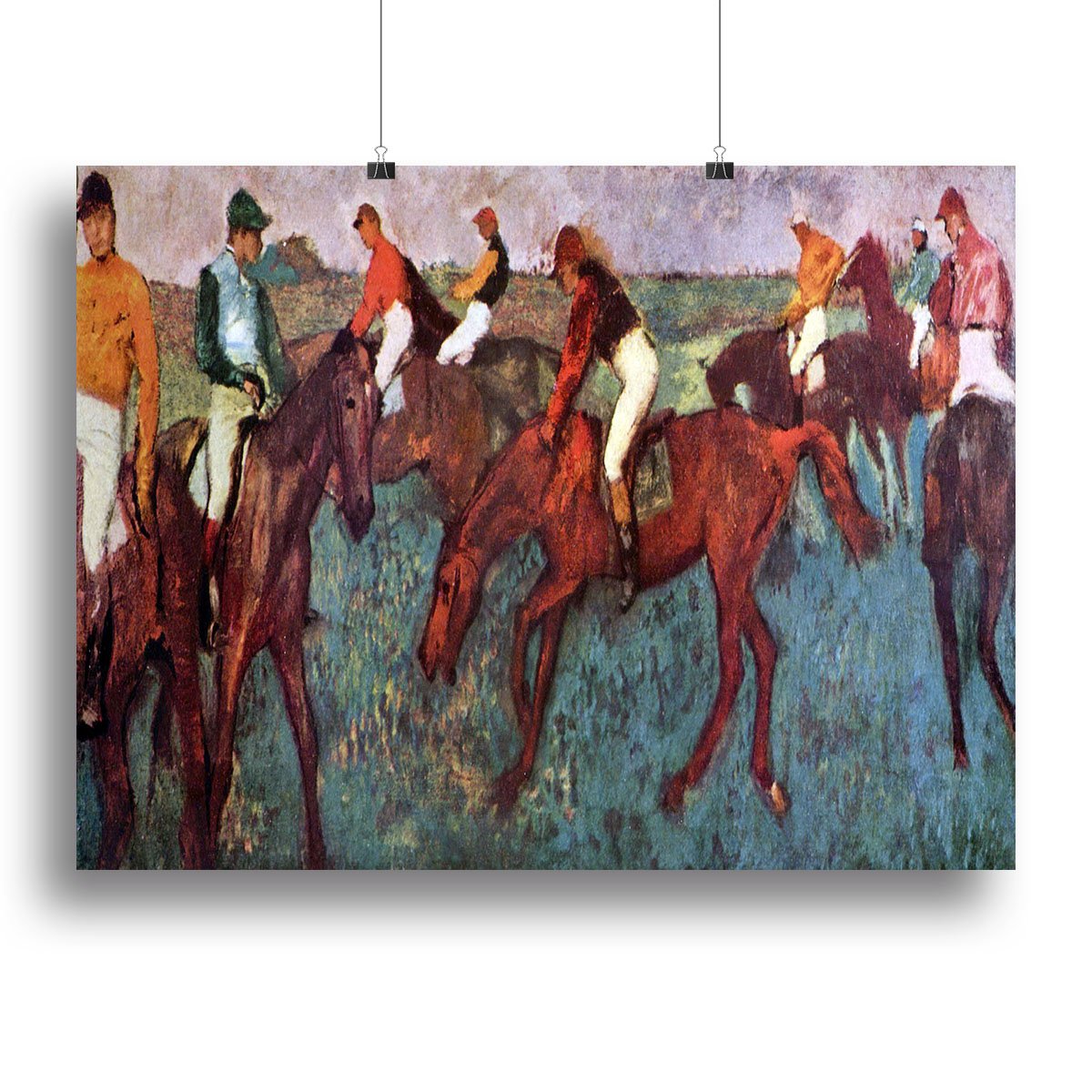 Before the start Jockeis during training by Degas Canvas Print or Poster