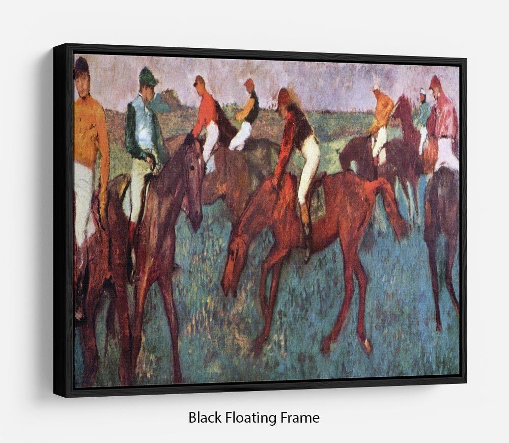 Before the start Jockeis during training by Degas Floating Frame Canvas - Canvas Art Rocks - 1
