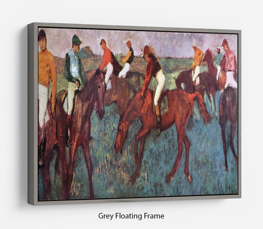 Before the start Jockeis during training by Degas Floating Frame Canvas - Canvas Art Rocks - 3