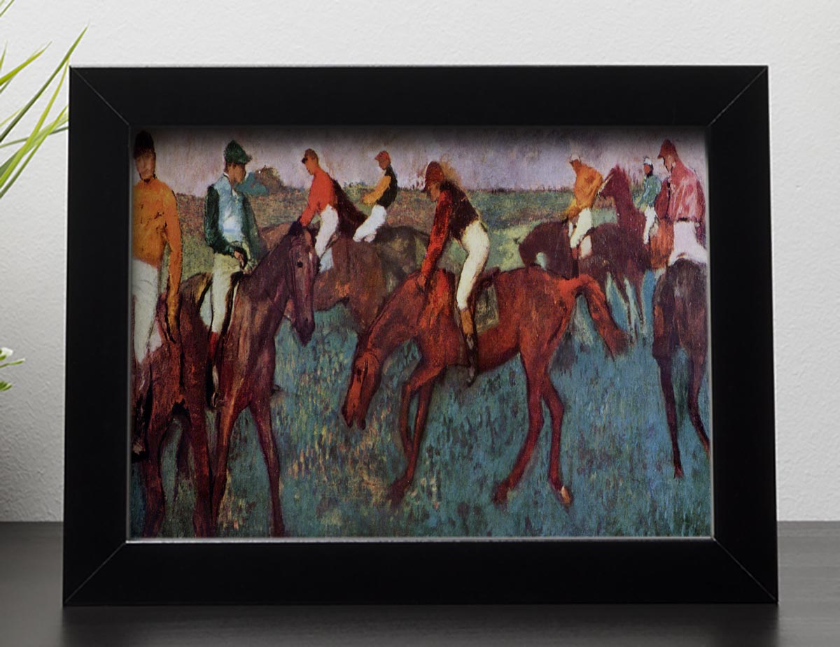 Before the start Jockeis during training by Degas Framed Print - Canvas Art Rocks - 2